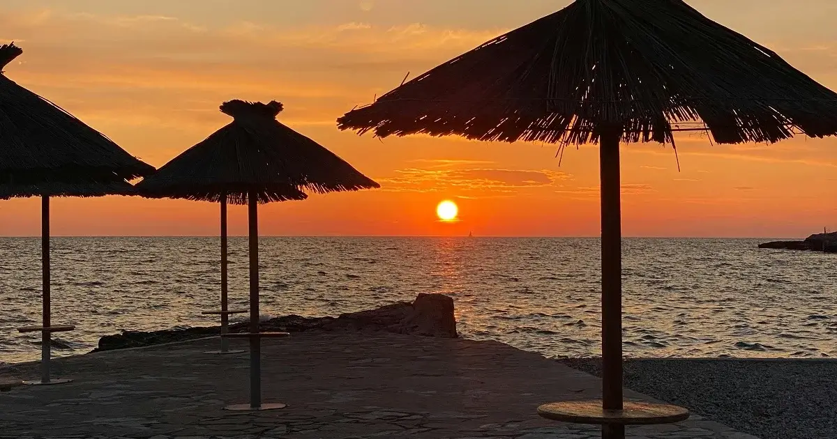 Sunset in an asian country on the beach.